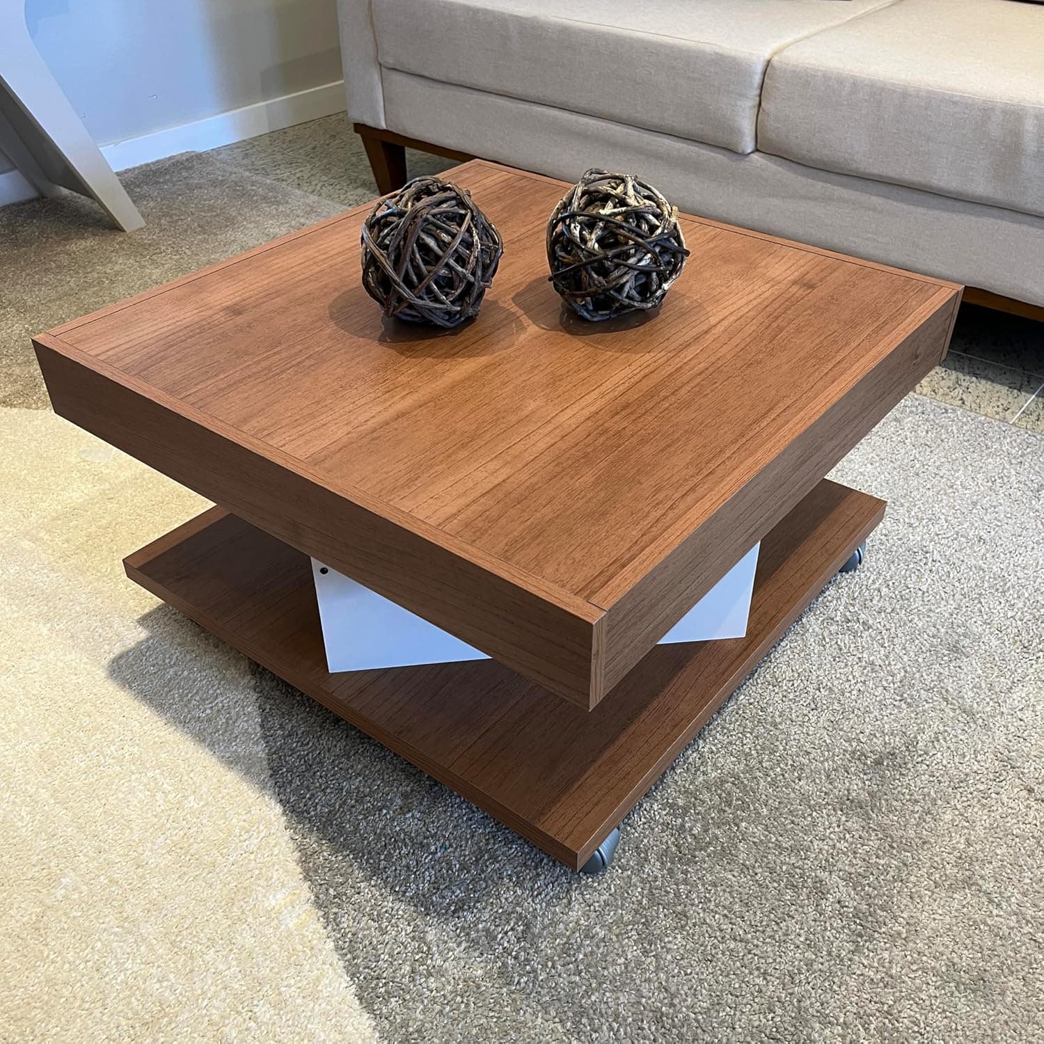 Mesa de Centro com rodizios SAARA cor Cinamomo/Off White - Artely - Imagem 4