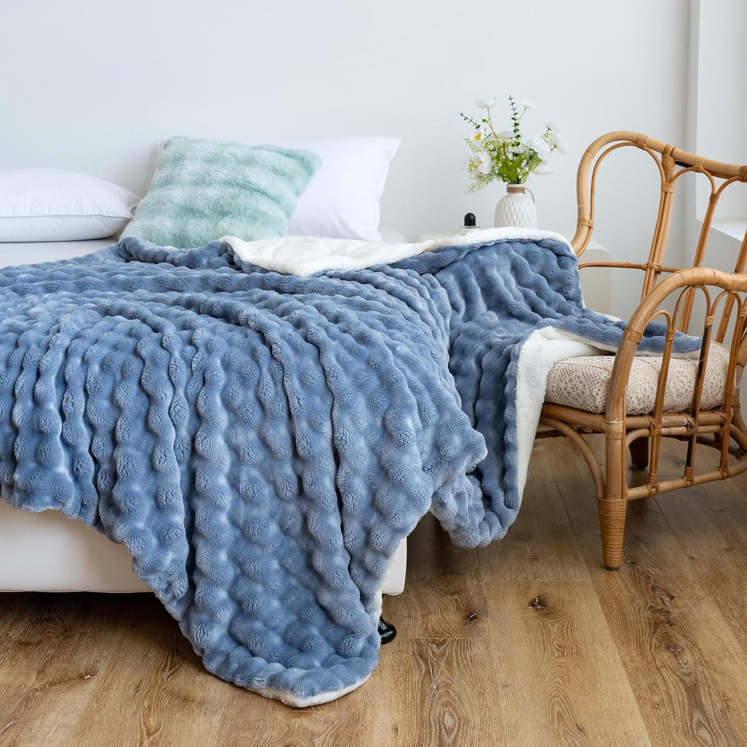 UKELER Cobertor de lã sherpa 152 cm × 203 cm, cobertor ultramacio para todas as estações, cobertor aconchegante de pelúcia 3D para cama, sofá, escritório, acampamento, cinza