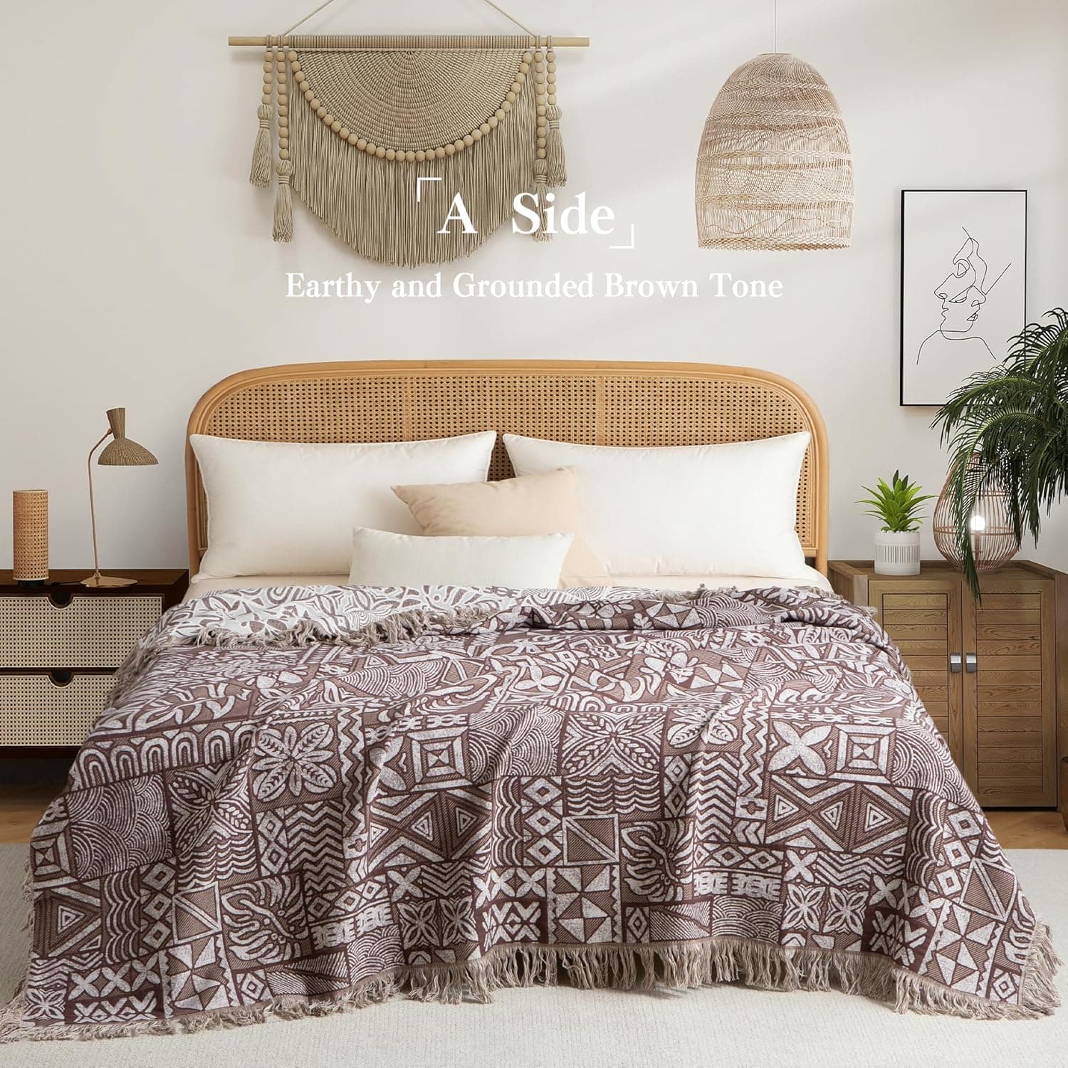 Cobertor Boho Tamanho Solteiro, Cobertor de Colcha de Musselina de Algodão Macio e Confortável para Decoração de Cama, Capa de Sofá com Estampa Floral, Tapeçaria Vintage de Casa de Fazenda, - Imagem 3