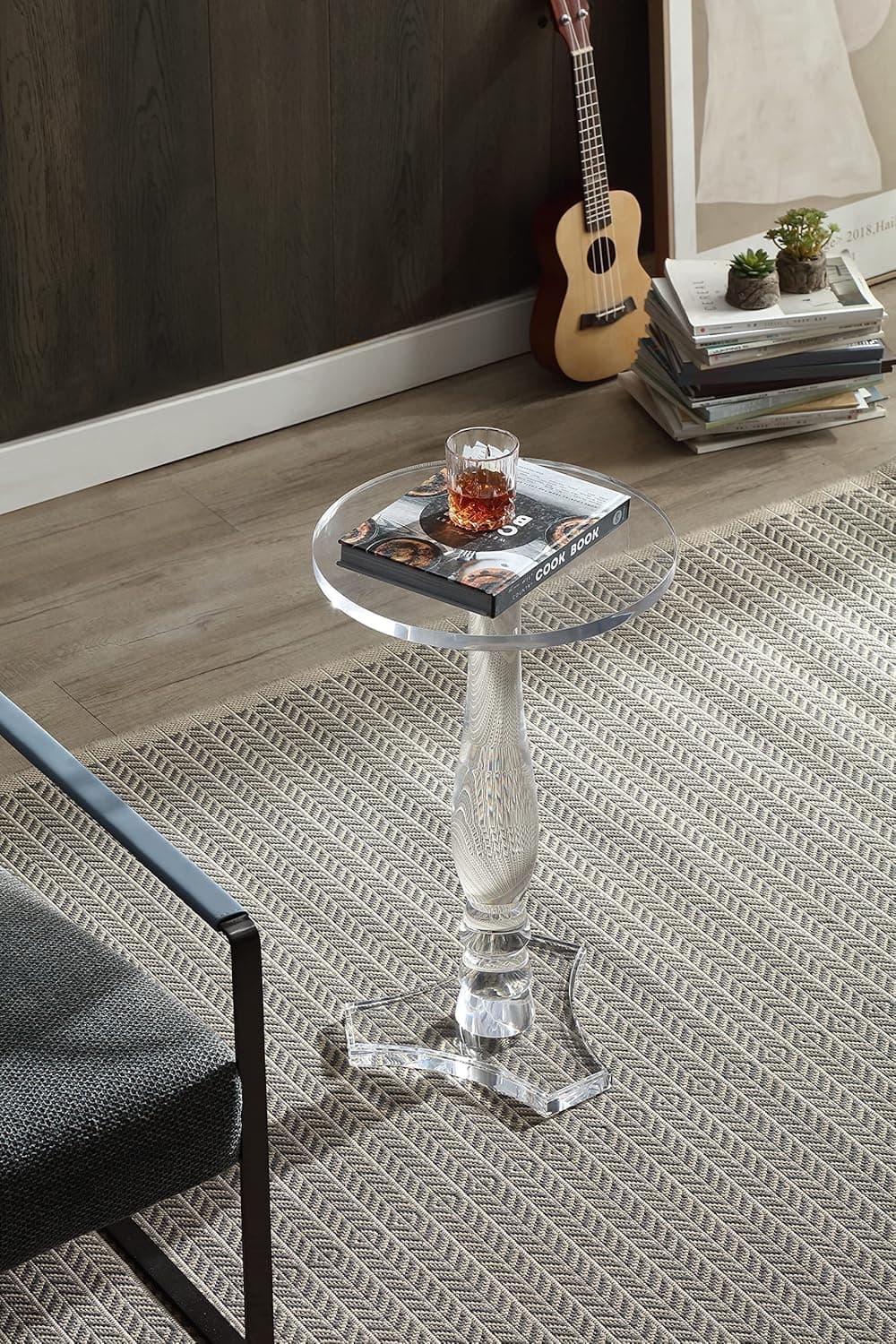 Mesa de canto pequena de acrílico transparente, mesa lateral para escritório, mesa de cabeceira para sala de estar e quarto, 38 x 38 cm, 64 cm de altura - Imagem 3