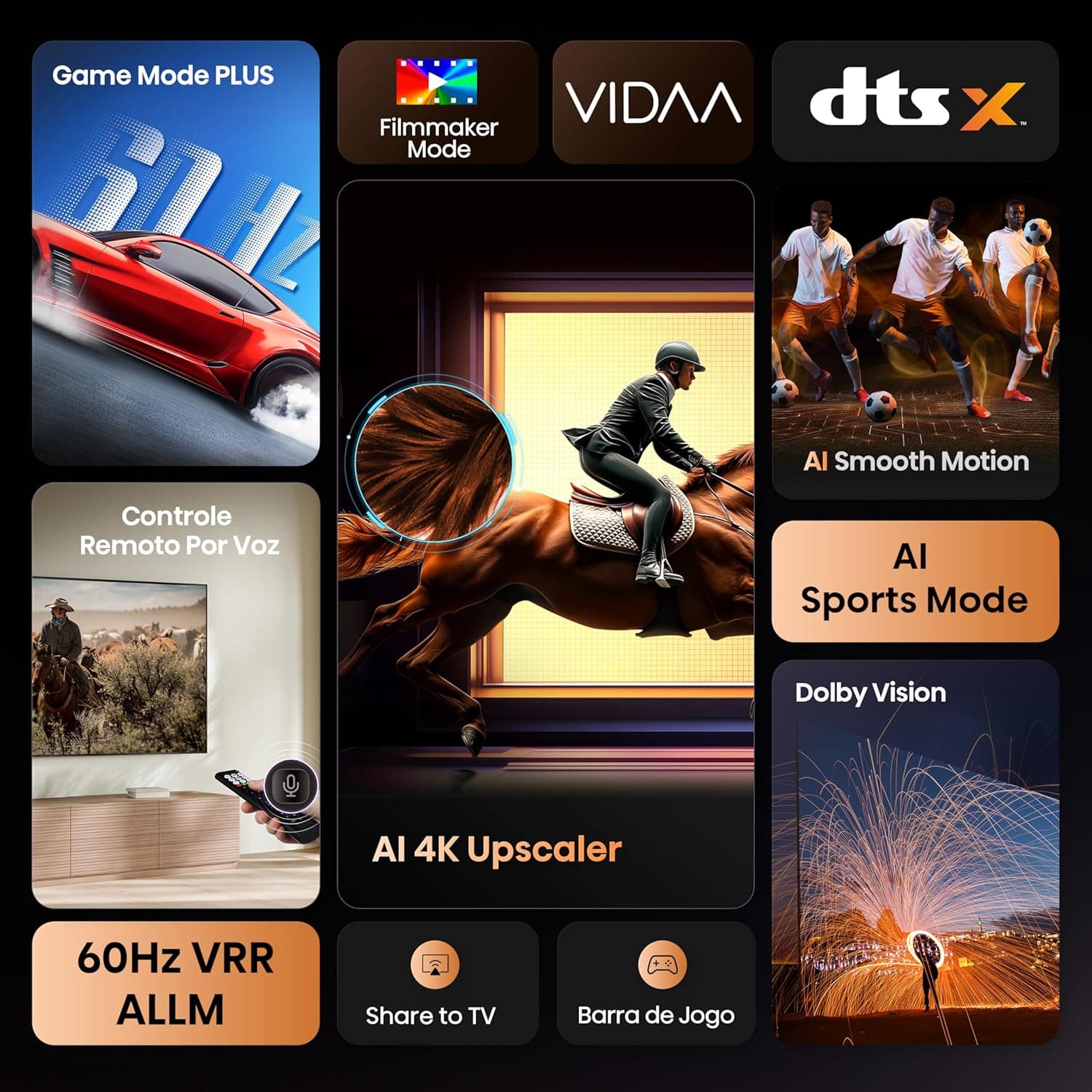 Hisense Smart TV 4K 58" Polegadas 58A6NV com Dolby Vision, HDR10, HLG, DTS Virtual X, Compatibilidade Alexa e Google Home - Imagem 3