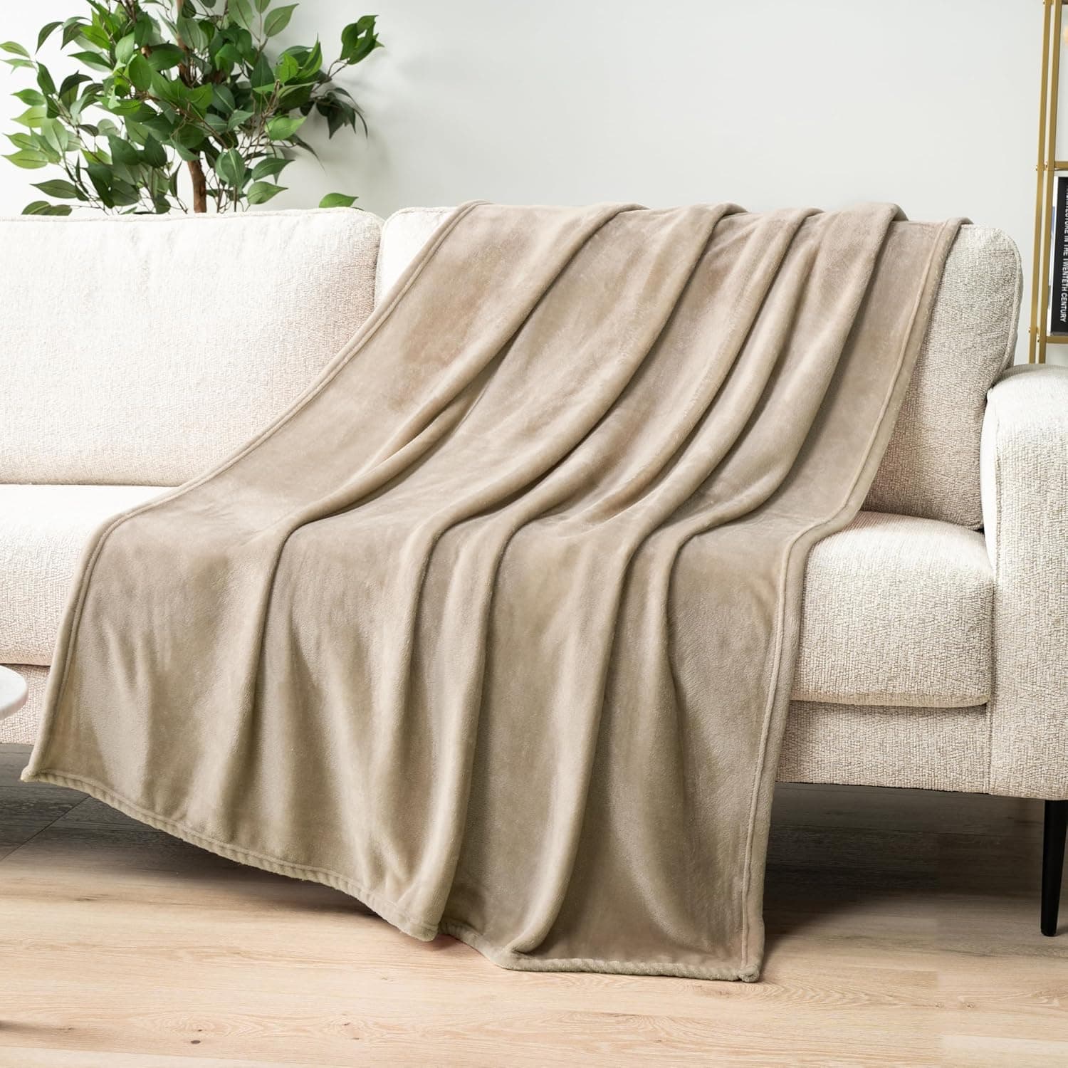 PAVILIA Cobertor de lã acastanhado para sofá tamanho solteiro, marrom claro super macio felpudo flanela para sofá, cobertor luxuoso de microfibra de pelúcia para cama de solteiro, cobertor de presente