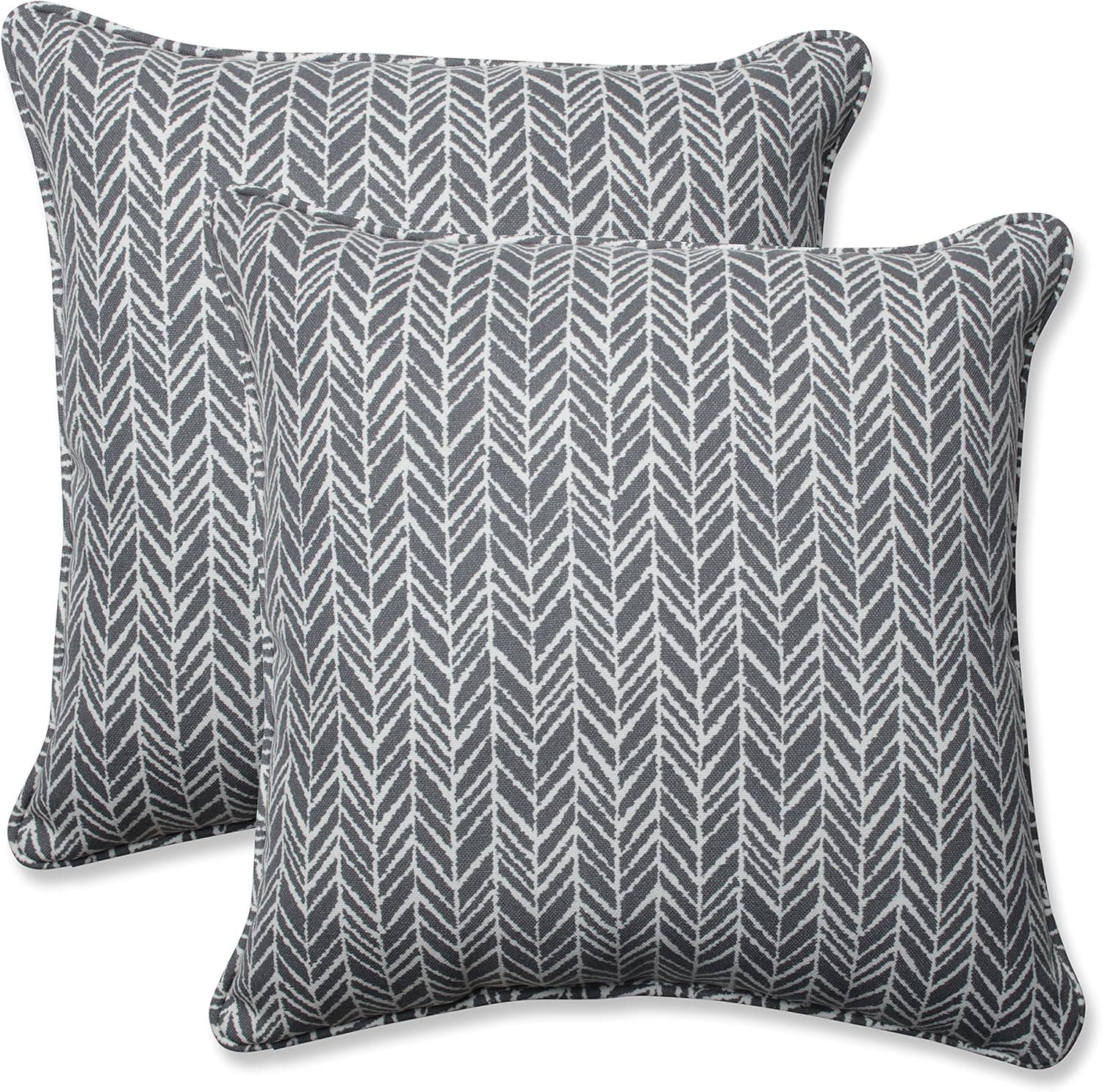 Pillow Perfect Almofadas de assento de ardósia espinha de peixe para ambientes externos/internos, 47 x 47 cm, cinza, pacote com 2