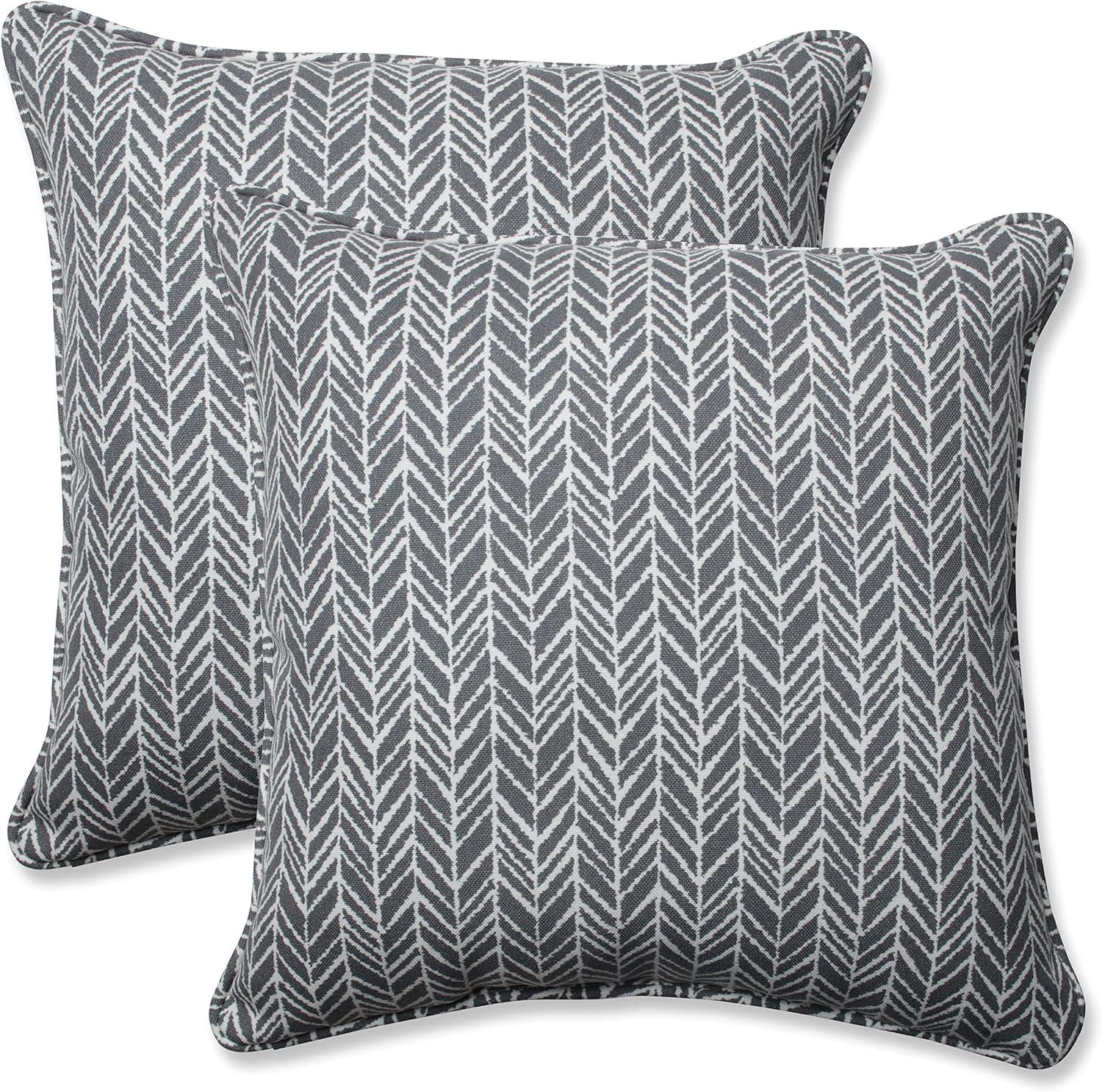 Pillow Perfect Almofadas de assento de ardósia espinha de peixe para ambientes externos/internos, 47 x 47 cm, cinza, pacote com 2