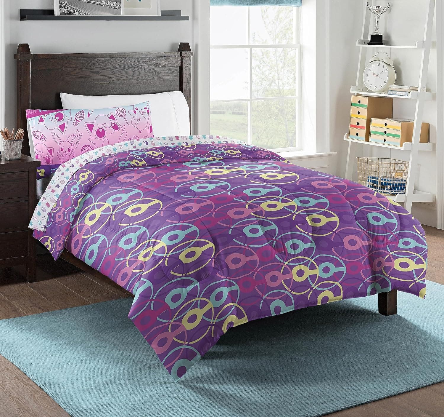 Northwest Jogo de cama de solteiro Pokémon em uma bolsa, Piachu e Eevee, roupa de cama de anime para crianças, meninos, meninas, leve e doce - Imagem 3